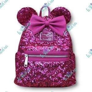 DISNEY PARKS LOUNGEFLY ORCHID HOT PINK SEQUIN BACKPACK